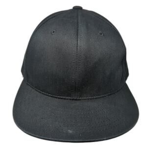 KB ETHOS Snapback Hat Solid Black One Size Adjustable Flat Brim Blank